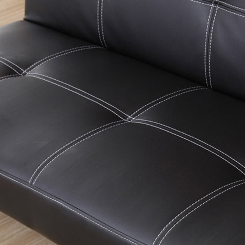Foldable Faux Leather Pillow Top Arm Loveseat with Biscuit Back for Living Room Clearhalo 'furn' 'furn_sofas' 'Furniture' 'furniture_sofas' 'kitchen' 'kitchen_sofas' 'Living Room Furniture' 'Sofa' 'sofas' 4673401