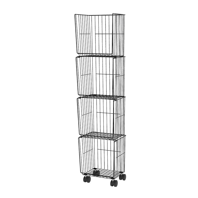 Contemporary Style Standard Bookcase Metal Vertical Bookshelf for Home Office 12.4"L x 9.4"W x 52.8"H Black Clearhalo 'Bookcases' 'furn' 'furn_bookcases' 'Furniture' 'furniture_bookcases' 'kitchen' 'kitchen_bookcases' 'Living Room Furniture' 'Office Furniture' 4673552