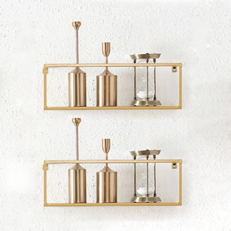 Industrial Style Metal Bookcase Wall Mounted Rectangular Shelves 17.7"L x 5.9"W x 5.9"H Gold 2 Piece Set Clearhalo 'Bookcases' 'furn' 'furn_bookcases' 'Furniture' 'furniture_bookcases' 'kitchen' 'kitchen_bookcases' 'Living Room Furniture' 'Office Furniture' 4673584
