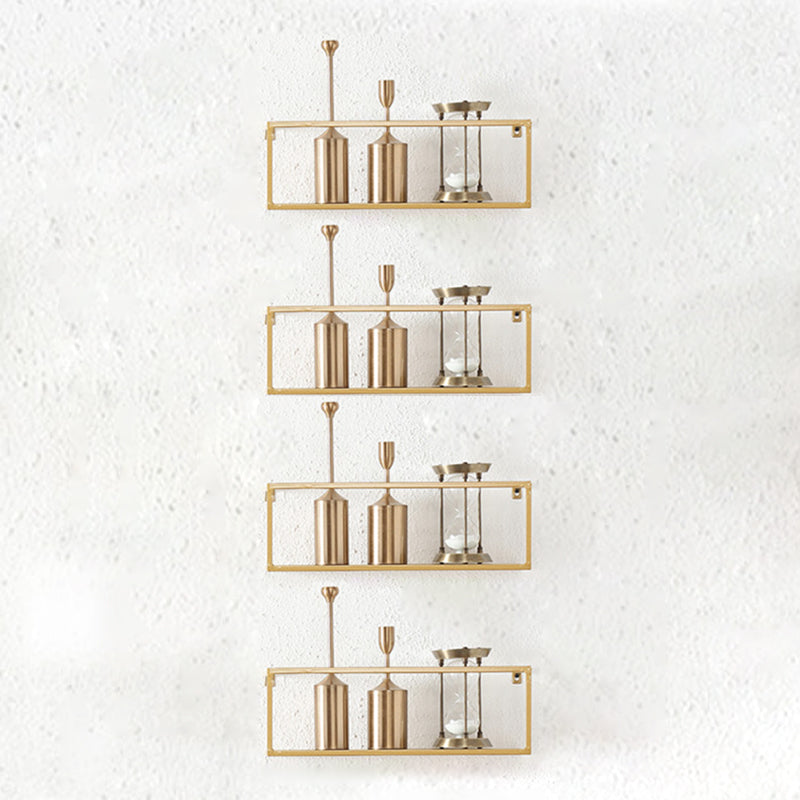 Industrial Style Metal Bookcase Wall Mounted Rectangular Shelves 17.7"L x 5.9"W x 5.9"H Gold 4 Piece Set Clearhalo 'Bookcases' 'furn' 'furn_bookcases' 'Furniture' 'furniture_bookcases' 'kitchen' 'kitchen_bookcases' 'Living Room Furniture' 'Office Furniture' 4673586