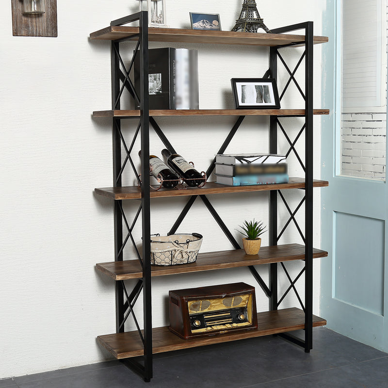 Industrial Style Etagere Bookshelf Open Shelf Bookcase with Rectangular Shelves Clearhalo 'Bookcases' 'furn' 'furn_bookcases' 'Furniture' 'furniture_bookcases' 'kitchen' 'kitchen_bookcases' 'Living Room Furniture' 'Office Furniture' 4673629