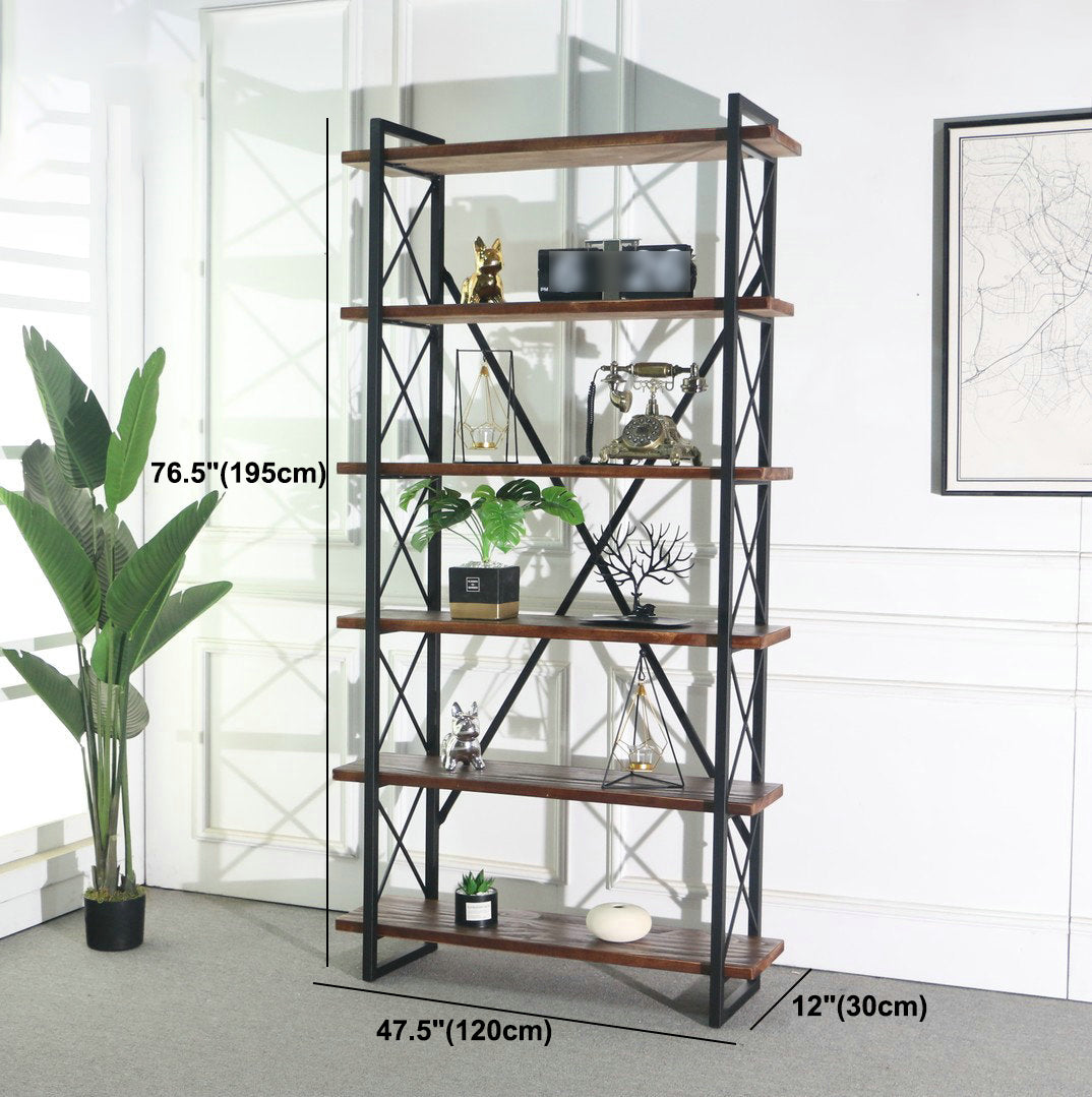 Industrial Style Etagere Bookshelf Open Shelf Bookcase with Rectangular Shelves Clearhalo 'Bookcases' 'furn' 'furn_bookcases' 'Furniture' 'furniture_bookcases' 'kitchen' 'kitchen_bookcases' 'Living Room Furniture' 'Office Furniture' 4673655