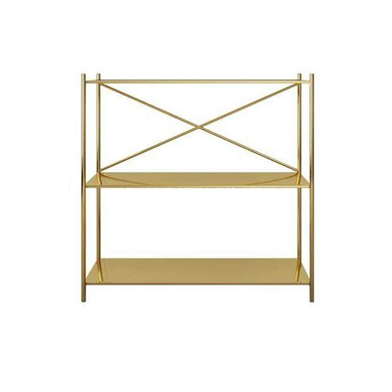 Modern Metal Bookcase Shelf Rectangular Open Bookcase with Shelves 24"L x 12"W x 31"H Gold Clearhalo 'Bookcases' 'furn' 'furn_bookcases' 'Furniture' 'furniture_bookcases' 'kitchen' 'kitchen_bookcases' 'Living Room Furniture' 'Office Furniture' 4673657