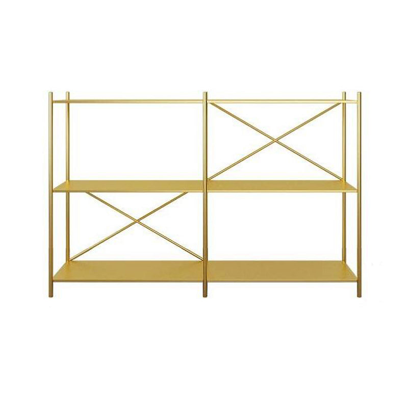 Modern Metal Bookcase Shelf Rectangular Open Bookcase with Shelves 47"L x 12"W x 31"H Gold Clearhalo 'Bookcases' 'furn' 'furn_bookcases' 'Furniture' 'furniture_bookcases' 'kitchen' 'kitchen_bookcases' 'Living Room Furniture' 'Office Furniture' 4673658