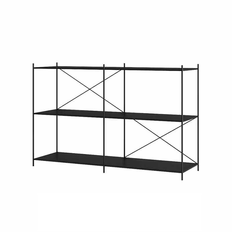 Modern Metal Bookcase Shelf Rectangular Open Bookcase with Shelves 47"L x 12"W x 31"H Black Clearhalo 'Bookcases' 'furn' 'furn_bookcases' 'Furniture' 'furniture_bookcases' 'kitchen' 'kitchen_bookcases' 'Living Room Furniture' 'Office Furniture' 4673662