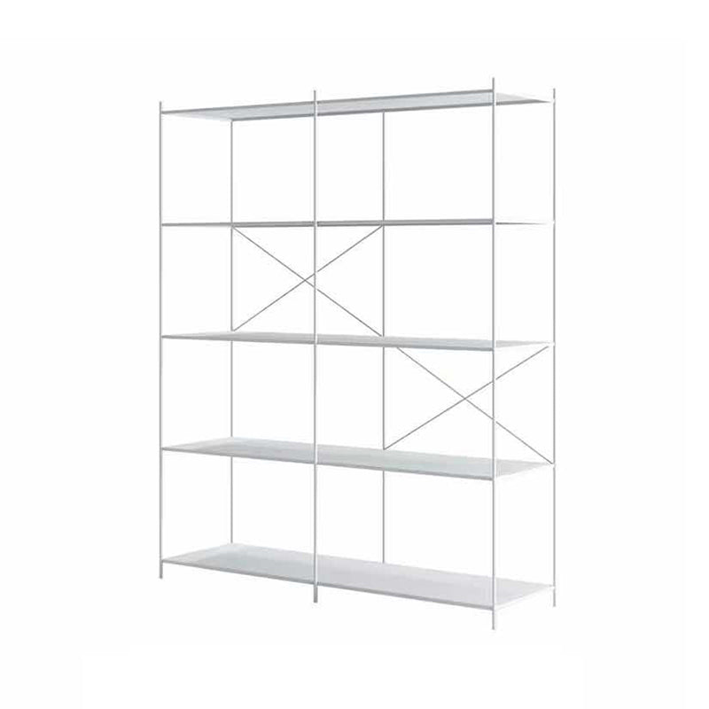 Modern Metal Bookcase Shelf Rectangular Open Bookcase with Shelves 47.2"L x 11.8"W x 66.9"H White Clearhalo 'Bookcases' 'furn' 'furn_bookcases' 'Furniture' 'furniture_bookcases' 'kitchen' 'kitchen_bookcases' 'Living Room Furniture' 'Office Furniture' 4673664