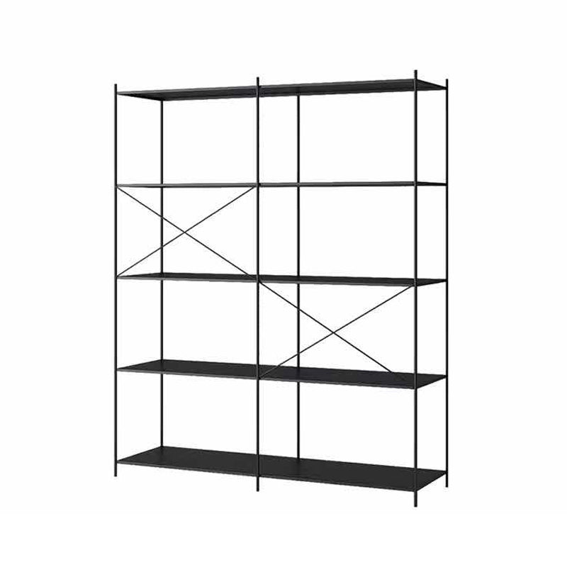 Modern Metal Bookcase Shelf Rectangular Open Bookcase with Shelves 47.2"L x 11.8"W x 66.9"H Black Clearhalo 'Bookcases' 'furn' 'furn_bookcases' 'Furniture' 'furniture_bookcases' 'kitchen' 'kitchen_bookcases' 'Living Room Furniture' 'Office Furniture' 4673666