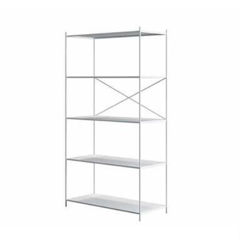 Modern Metal Bookcase Shelf Rectangular Open Bookcase with Shelves 31.5"L x 11.8"W x 66.9"H White Clearhalo 'Bookcases' 'furn' 'furn_bookcases' 'Furniture' 'furniture_bookcases' 'kitchen' 'kitchen_bookcases' 'Living Room Furniture' 'Office Furniture' 4673668
