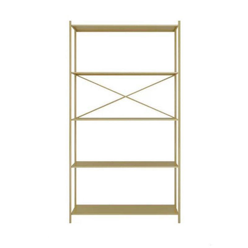 Modern Metal Bookcase Shelf Rectangular Open Bookcase with Shelves 31.5"L x 11.8"W x 66.9"H Gold Clearhalo 'Bookcases' 'furn' 'furn_bookcases' 'Furniture' 'furniture_bookcases' 'kitchen' 'kitchen_bookcases' 'Living Room Furniture' 'Office Furniture' 4673671