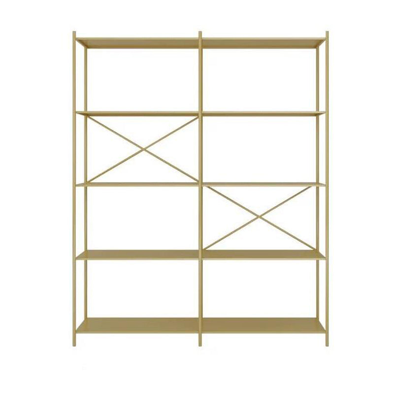 Modern Metal Bookcase Shelf Rectangular Open Bookcase with Shelves 47.2"L x 11.8"W x 66.9"H Gold Clearhalo 'Bookcases' 'furn' 'furn_bookcases' 'Furniture' 'furniture_bookcases' 'kitchen' 'kitchen_bookcases' 'Living Room Furniture' 'Office Furniture' 4673674