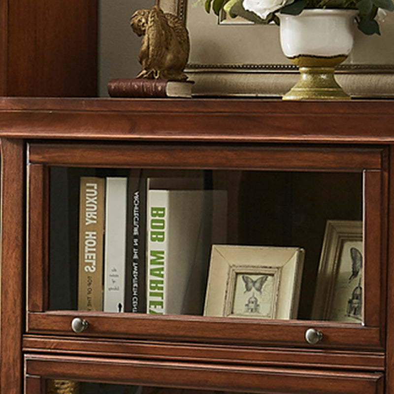 Contemporary Oak Wood Standard Bookcase Brown Shelf with Glass Doors Clearhalo 'Bookcases' 'furn' 'furn_bookcases' 'Furniture' 'furniture_bookcases' 'kitchen' 'kitchen_bookcases' 'Living Room Furniture' 'Office Furniture' 4673690