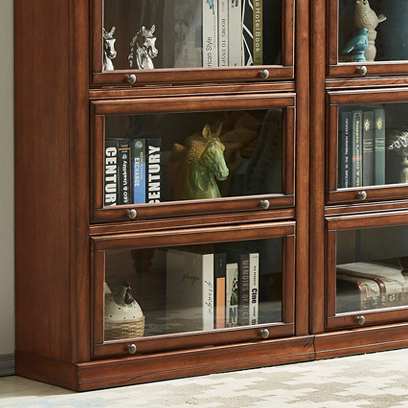 Contemporary Oak Wood Standard Bookcase Brown Shelf with Glass Doors Clearhalo 'Bookcases' 'furn' 'furn_bookcases' 'Furniture' 'furniture_bookcases' 'kitchen' 'kitchen_bookcases' 'Living Room Furniture' 'Office Furniture' 4673691