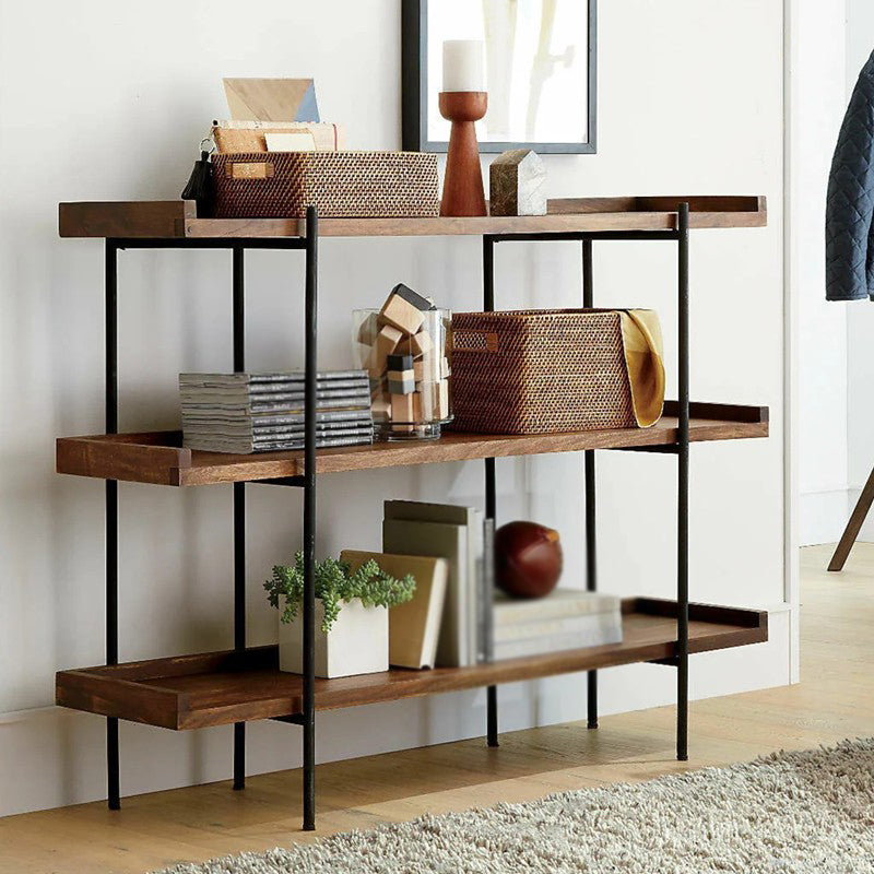Industrial Style Open Bookshelf Etagere Shelf Bookcase with Rectangular Shelves Brown Clearhalo 'Bookcases' 'furn' 'furn_bookcases' 'Furniture' 'furniture_bookcases' 'kitchen' 'kitchen_bookcases' 'Living Room Furniture' 'Office Furniture' 4673704