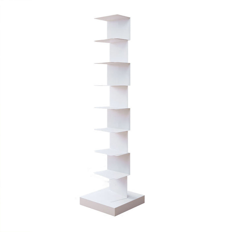 Modern Style Steel Bookshelf Vertical Shelf Bookcase for Home 13.8"L x 13.8"W x 56.7"H White Clearhalo 'Bookcases' 'furn' 'furn_bookcases' 'Furniture' 'furniture_bookcases' 'kitchen' 'kitchen_bookcases' 'Living Room Furniture' 'Office Furniture' 4673737