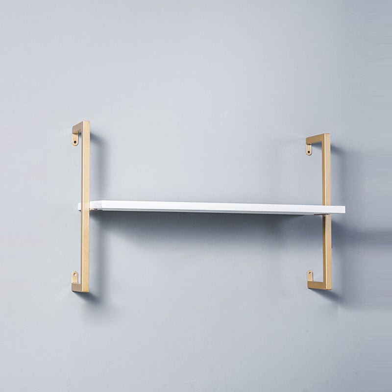 Contemporary Wall Unit Bookshelf with Iron Frame Manufactured Wood Shelf 23.6"L x 9.8"W x 17.3"H White-Gold Clearhalo 'Bookcases' 'furn' 'furn_bookcases' 'Furniture' 'furniture_bookcases' 'kitchen' 'kitchen_bookcases' 'Living Room Furniture' 'Office Furniture' 4673786