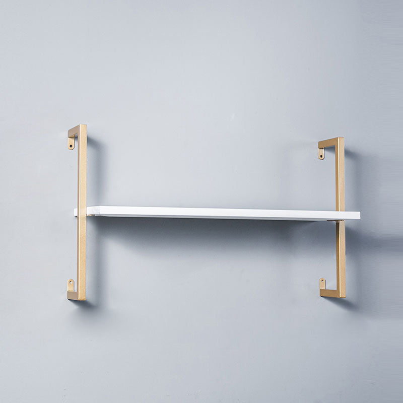 Contemporary Wall Unit Bookshelf with Iron Frame Manufactured Wood Shelf 31.5"L x 9.8"W x 17.3"H White-Gold Clearhalo 'Bookcases' 'furn' 'furn_bookcases' 'Furniture' 'furniture_bookcases' 'kitchen' 'kitchen_bookcases' 'Living Room Furniture' 'Office Furniture' 4673787