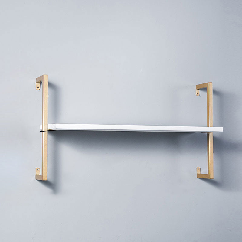 Contemporary Wall Unit Bookshelf with Iron Frame Manufactured Wood Shelf 39.4"L x 9.8"W x 17.3"H White-Gold Clearhalo 'Bookcases' 'furn' 'furn_bookcases' 'Furniture' 'furniture_bookcases' 'kitchen' 'kitchen_bookcases' 'Living Room Furniture' 'Office Furniture' 4673789