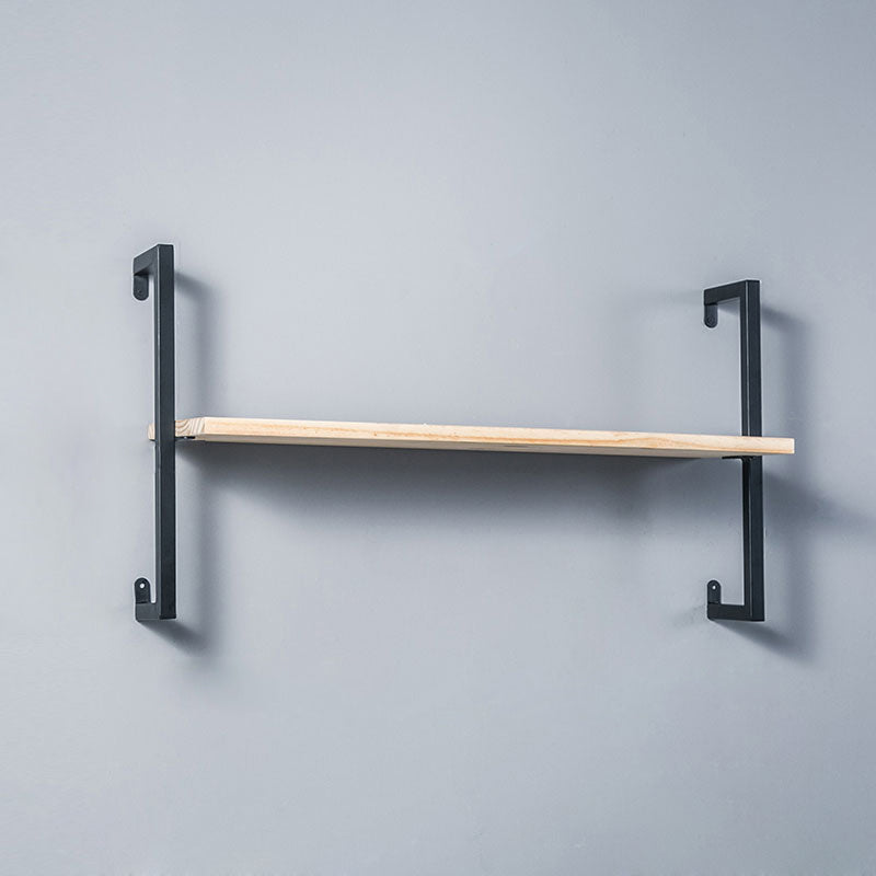 Contemporary Wall Unit Bookshelf with Iron Frame Manufactured Wood Shelf 39.4"L x 9.8"W x 17.3"H Natural Black Clearhalo 'Bookcases' 'furn' 'furn_bookcases' 'Furniture' 'furniture_bookcases' 'kitchen' 'kitchen_bookcases' 'Living Room Furniture' 'Office Furniture' 4673796