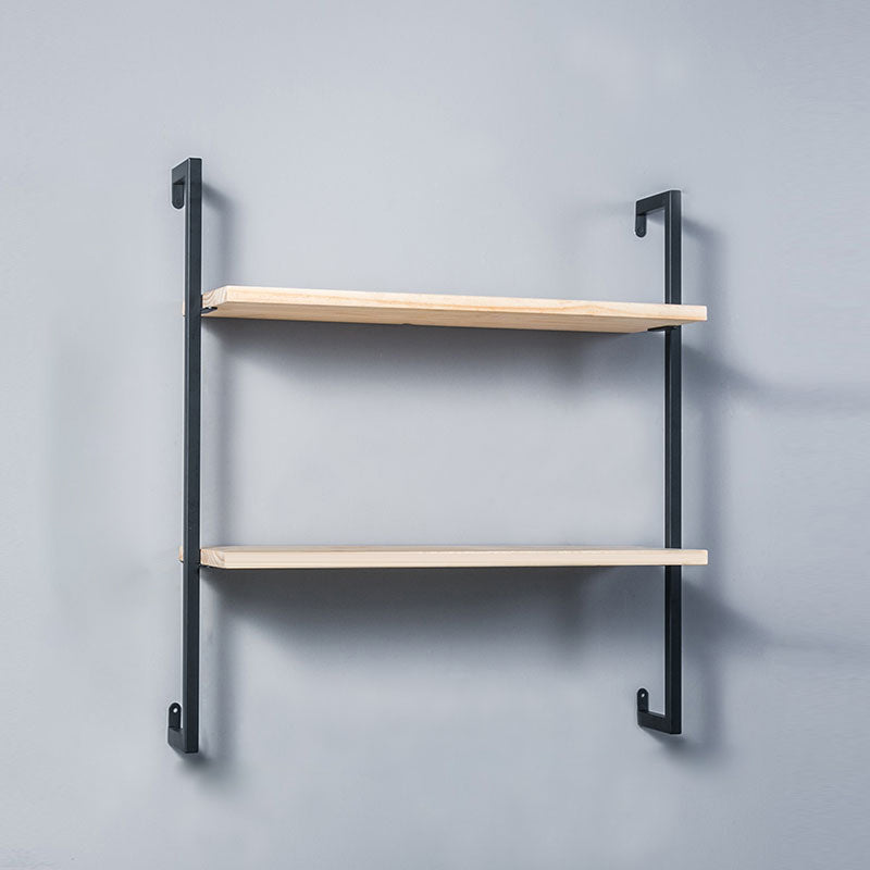 Contemporary Wall Unit Bookshelf with Iron Frame Manufactured Wood Shelf 23.6"L x 9.8"W x 29.9"H Natural Black Clearhalo 'Bookcases' 'furn' 'furn_bookcases' 'Furniture' 'furniture_bookcases' 'kitchen' 'kitchen_bookcases' 'Living Room Furniture' 'Office Furniture' 4673803