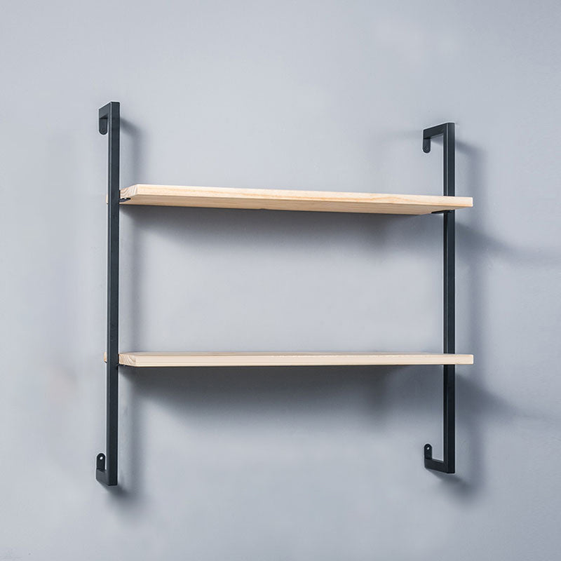 Contemporary Wall Unit Bookshelf with Iron Frame Manufactured Wood Shelf 31.5"L x 9.8"W x 29.9"H Natural Black Clearhalo 'Bookcases' 'furn' 'furn_bookcases' 'Furniture' 'furniture_bookcases' 'kitchen' 'kitchen_bookcases' 'Living Room Furniture' 'Office Furniture' 4673806
