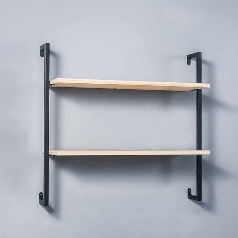 Contemporary Wall Unit Bookshelf with Iron Frame Manufactured Wood Shelf 39.4"L x 9.8"W x 29.9"H Natural Black Clearhalo 'Bookcases' 'furn' 'furn_bookcases' 'Furniture' 'furniture_bookcases' 'kitchen' 'kitchen_bookcases' 'Living Room Furniture' 'Office Furniture' 4673807