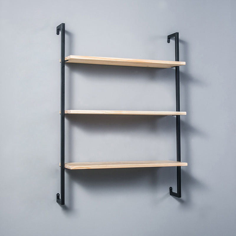 Contemporary Wall Unit Bookshelf with Iron Frame Manufactured Wood Shelf 23.6"L x 9.8"W x 42.5"H Natural Black Clearhalo 'Bookcases' 'furn' 'furn_bookcases' 'Furniture' 'furniture_bookcases' 'kitchen' 'kitchen_bookcases' 'Living Room Furniture' 'Office Furniture' 4673815