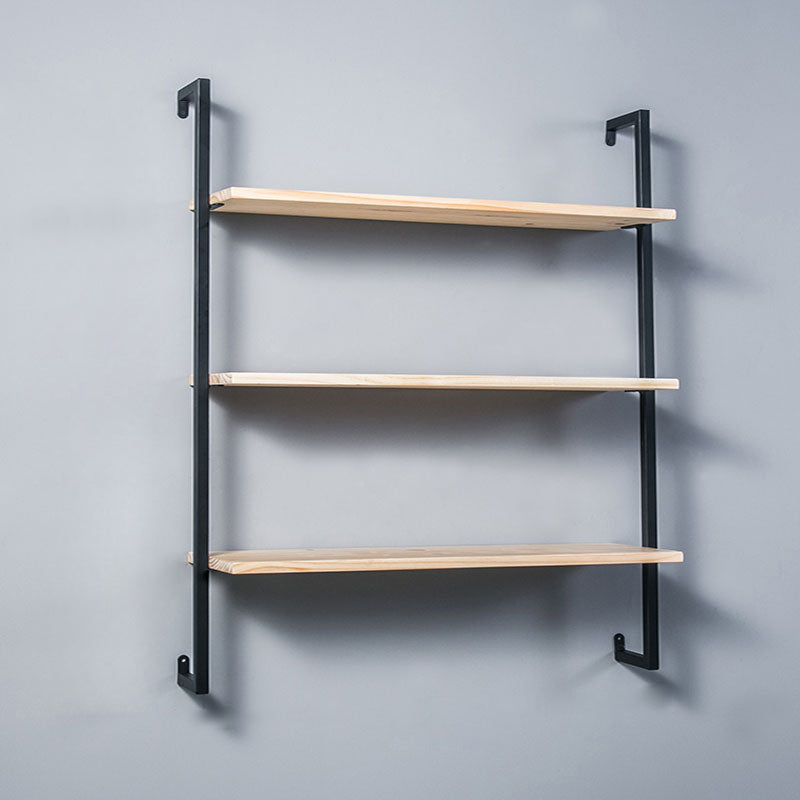 Contemporary Wall Unit Bookshelf with Iron Frame Manufactured Wood Shelf 39.4"L x 9.8"W x 42.5"H Natural Black Clearhalo 'Bookcases' 'furn' 'furn_bookcases' 'Furniture' 'furniture_bookcases' 'kitchen' 'kitchen_bookcases' 'Living Room Furniture' 'Office Furniture' 4673817