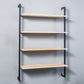 Contemporary Wall Unit Bookshelf with Iron Frame Manufactured Wood Shelf 39.4"L x 9.8"W x 55.1"H Natural Black Clearhalo 'Bookcases' 'furn' 'furn_bookcases' 'Furniture' 'furniture_bookcases' 'kitchen' 'kitchen_bookcases' 'Living Room Furniture' 'Office Furniture' 4673820