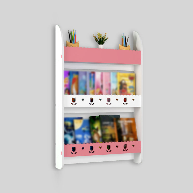 3-Shelf Wooden Floating Bookcase Contemporary Wall Mounted Bookshelf 23.6"L x 4.3"W x 36.2"H White-Pink Clearhalo 'Bookcases' 'furn' 'furn_bookcases' 'Furniture' 'furniture_bookcases' 'kitchen' 'kitchen_bookcases' 'Living Room Furniture' 'Office Furniture' 4673887