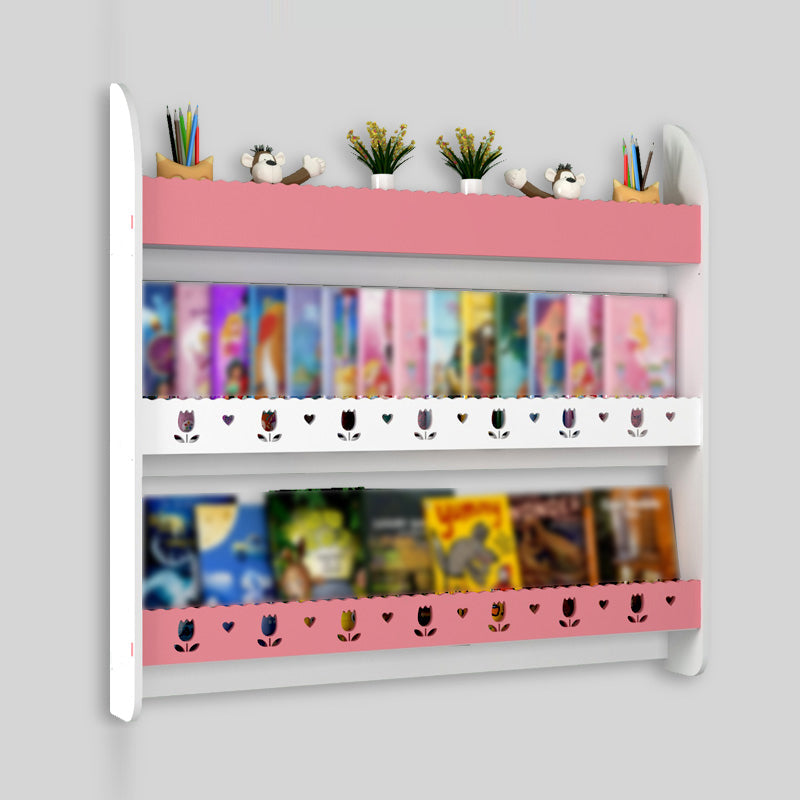 3-Shelf Wooden Floating Bookcase Contemporary Wall Mounted Bookshelf 39.4"L x 4.3"W x 36.2"H White-Pink Clearhalo 'Bookcases' 'furn' 'furn_bookcases' 'Furniture' 'furniture_bookcases' 'kitchen' 'kitchen_bookcases' 'Living Room Furniture' 'Office Furniture' 4673890
