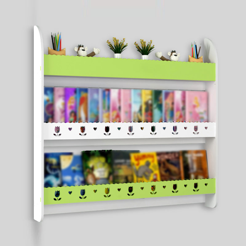 3-Shelf Wooden Floating Bookcase Contemporary Wall Mounted Bookshelf 39.4"L x 4.3"W x 36.2"H White-Green Clearhalo 'Bookcases' 'furn' 'furn_bookcases' 'Furniture' 'furniture_bookcases' 'kitchen' 'kitchen_bookcases' 'Living Room Furniture' 'Office Furniture' 4673897