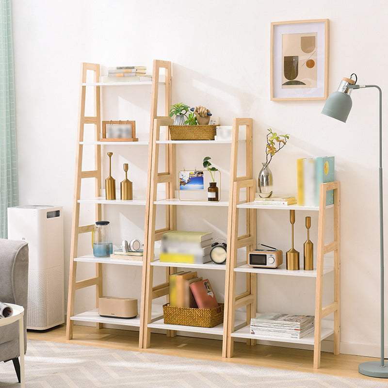 Contemporary Ladder Bookcase Wooden Open Back Bookshelf with Shelves for Home Clearhalo 'Bookcases' 'furn' 'furn_bookcases' 'Furniture' 'furniture_bookcases' 'kitchen' 'kitchen_bookcases' 'Living Room Furniture' 'Office Furniture' 4673911