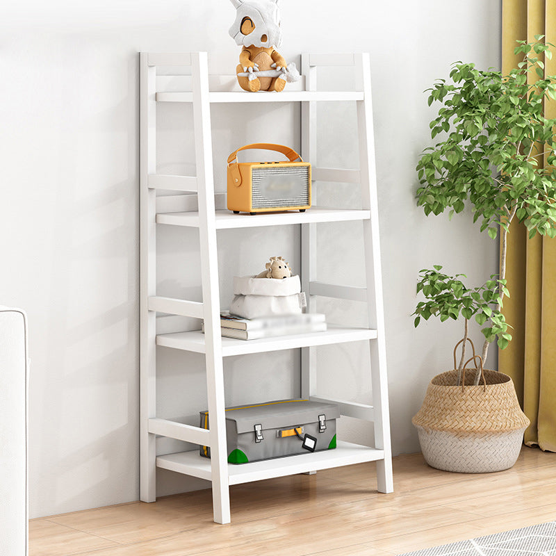 Contemporary Ladder Bookcase Wooden Open Back Bookshelf with Shelves for Home 19.7"L x 14.2"W x 49.6"H White Clearhalo 'Bookcases' 'furn' 'furn_bookcases' 'Furniture' 'furniture_bookcases' 'kitchen' 'kitchen_bookcases' 'Living Room Furniture' 'Office Furniture' 4673912