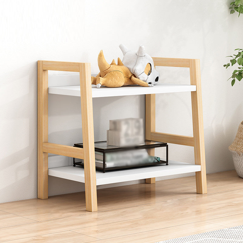 Contemporary Ladder Bookcase Wooden Open Back Bookshelf with Shelves for Home 19.7"L x 14.2"W x 23.2"H Natural Wood White Clearhalo 'Bookcases' 'furn' 'furn_bookcases' 'Furniture' 'furniture_bookcases' 'kitchen' 'kitchen_bookcases' 'Living Room Furniture' 'Office Furniture' 4673916