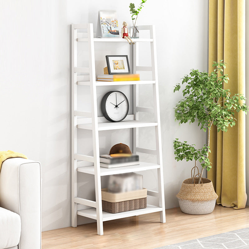 Contemporary Ladder Bookcase Wooden Open Back Bookshelf with Shelves for Home 19.7"L x 14.2"W x 62.6"H White Clearhalo 'Bookcases' 'furn' 'furn_bookcases' 'Furniture' 'furniture_bookcases' 'kitchen' 'kitchen_bookcases' 'Living Room Furniture' 'Office Furniture' 4673917