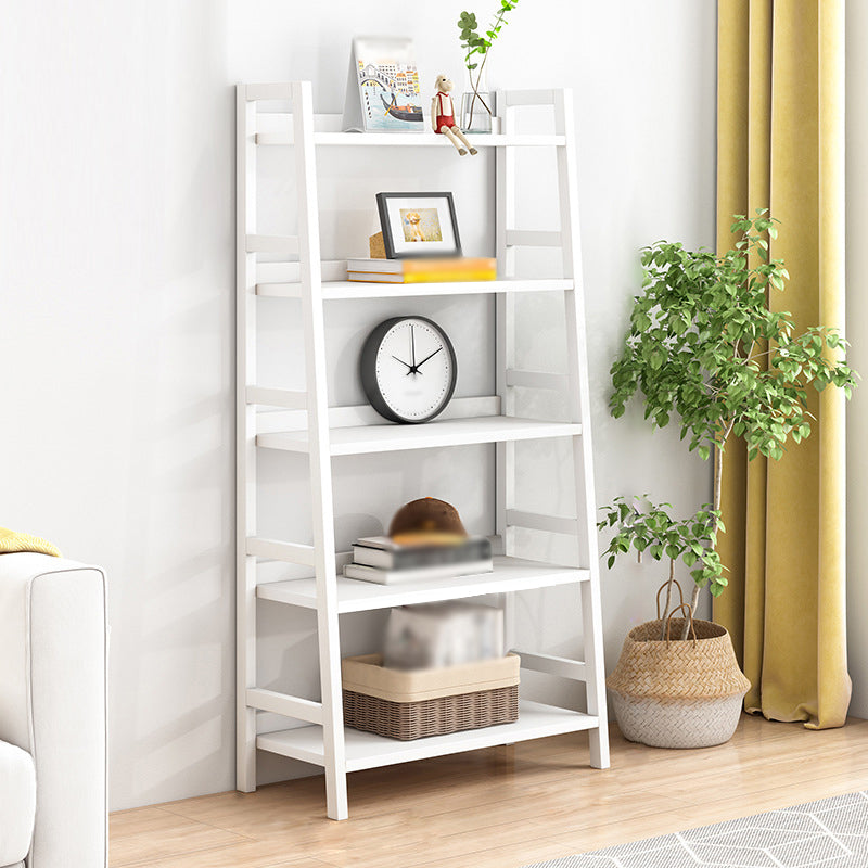 Contemporary Ladder Bookcase Wooden Open Back Bookshelf with Shelves for Home 27.6"L x 14.2"W x 62.6"H White Clearhalo 'Bookcases' 'furn' 'furn_bookcases' 'Furniture' 'furniture_bookcases' 'kitchen' 'kitchen_bookcases' 'Living Room Furniture' 'Office Furniture' 4673919