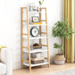 Contemporary Ladder Bookcase Wooden Open Back Bookshelf with Shelves for Home 19.7"L x 14.2"W x 62.6"H Natural Wood White Clearhalo 'Bookcases' 'furn' 'furn_bookcases' 'Furniture' 'furniture_bookcases' 'kitchen' 'kitchen_bookcases' 'Living Room Furniture' 'Office Furniture' 4673922