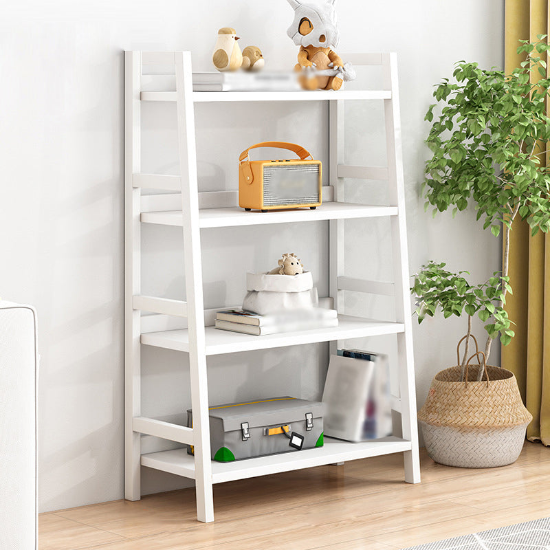 Contemporary Ladder Bookcase Wooden Open Back Bookshelf with Shelves for Home 27.6"L x 14.2"W x 49.6"H White Clearhalo 'Bookcases' 'furn' 'furn_bookcases' 'Furniture' 'furniture_bookcases' 'kitchen' 'kitchen_bookcases' 'Living Room Furniture' 'Office Furniture' 4673937