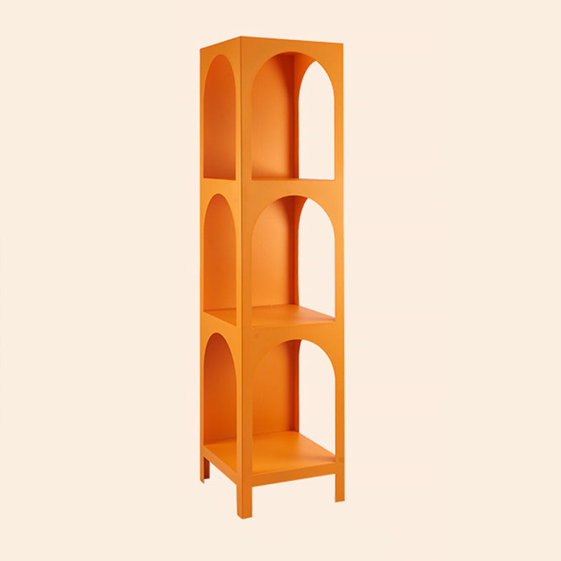 Modern Style Metal Bookshelf Closed Back Shelf Bookcase for Home 13.8"L x 13.8"W x 55.1"H Orange Clearhalo 'Bookcases' 'furn' 'furn_bookcases' 'Furniture' 'furniture_bookcases' 'kitchen' 'kitchen_bookcases' 'Living Room Furniture' 'Office Furniture' 4673950