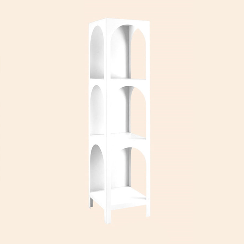 Modern Style Metal Bookshelf Closed Back Shelf Bookcase for Home 13.8"L x 13.8"W x 55.1"H White Clearhalo 'Bookcases' 'furn' 'furn_bookcases' 'Furniture' 'furniture_bookcases' 'kitchen' 'kitchen_bookcases' 'Living Room Furniture' 'Office Furniture' 4673955