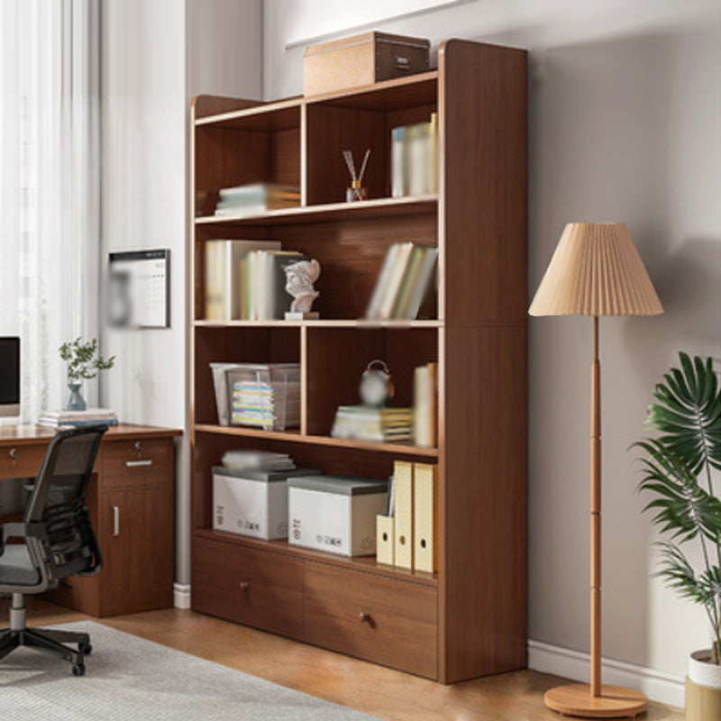 Modern Standard Bookcase Shelves Closed Back Bookshelf with Drawer in Engineered Wood Clearhalo 'Bookcases' 'furn' 'furn_bookcases' 'Furniture' 'furniture_bookcases' 'kitchen' 'kitchen_bookcases' 'Living Room Furniture' 'Office Furniture' 4674022
