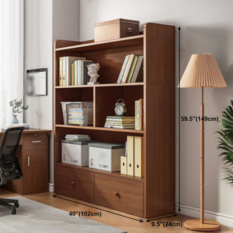 Modern Standard Bookcase Shelves Closed Back Bookshelf with Drawer in Engineered Wood Clearhalo 'Bookcases' 'furn' 'furn_bookcases' 'Furniture' 'furniture_bookcases' 'kitchen' 'kitchen_bookcases' 'Living Room Furniture' 'Office Furniture' 4674027