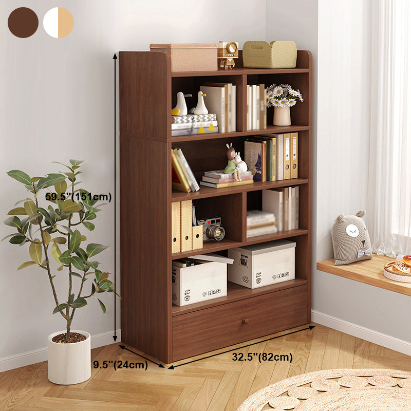 Modern Standard Bookcase Shelves Closed Back Bookshelf with Drawer in Engineered Wood Clearhalo 'Bookcases' 'furn' 'furn_bookcases' 'Furniture' 'furniture_bookcases' 'kitchen' 'kitchen_bookcases' 'Living Room Furniture' 'Office Furniture' 4674030