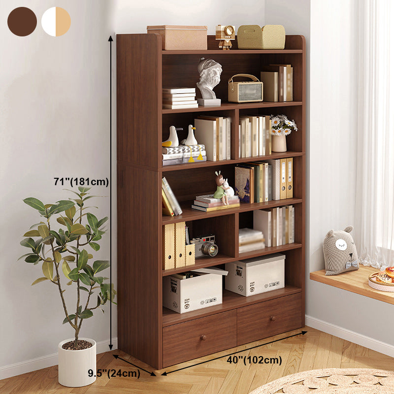 Modern Standard Bookcase Shelves Closed Back Bookshelf with Drawer in Engineered Wood Clearhalo 'Bookcases' 'furn' 'furn_bookcases' 'Furniture' 'furniture_bookcases' 'kitchen' 'kitchen_bookcases' 'Living Room Furniture' 'Office Furniture' 4674032