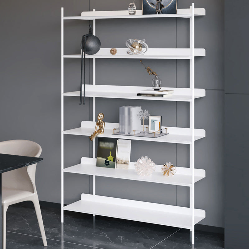 Modern Style Metal Bookshelf Open Etagere Shelf Bookcase for Home 39.4"L x 12.6"W x 73.6"H White Clearhalo 'Bookcases' 'furn' 'furn_bookcases' 'Furniture' 'furniture_bookcases' 'kitchen' 'kitchen_bookcases' 'Living Room Furniture' 'Office Furniture' 4674038