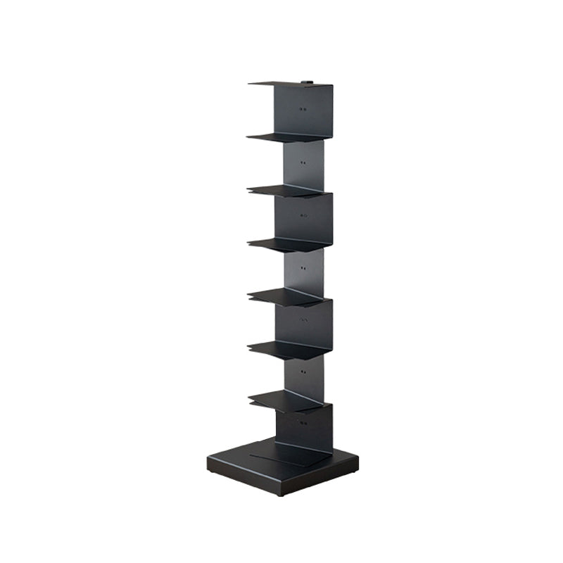 Modern Style Steel Bookshelf Vertical Closed Back Shelf Bookcase for Home 13.8"L x 13.8"W x 49.6"H Black Clearhalo 'Bookcases' 'furn' 'furn_bookcases' 'Furniture' 'furniture_bookcases' 'kitchen' 'kitchen_bookcases' 'Living Room Furniture' 'Office Furniture' 4674088