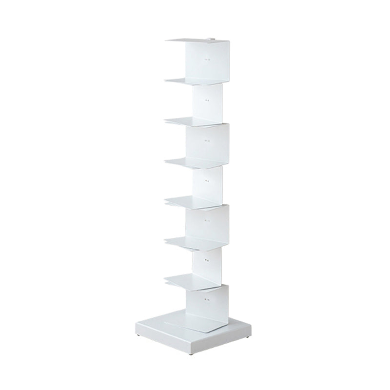 Modern Style Steel Bookshelf Vertical Closed Back Shelf Bookcase for Home 13.8"L x 13.8"W x 49.6"H White Clearhalo 'Bookcases' 'furn' 'furn_bookcases' 'Furniture' 'furniture_bookcases' 'kitchen' 'kitchen_bookcases' 'Living Room Furniture' 'Office Furniture' 4674089