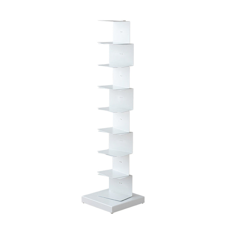 Modern Style Steel Bookshelf Vertical Closed Back Shelf Bookcase for Home 13.8"L x 13.8"W x 56.7"H White Clearhalo 'Bookcases' 'furn' 'furn_bookcases' 'Furniture' 'furniture_bookcases' 'kitchen' 'kitchen_bookcases' 'Living Room Furniture' 'Office Furniture' 4674093