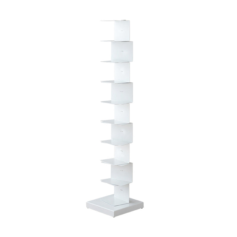 Modern Style Steel Bookshelf Vertical Closed Back Shelf Bookcase for Home 13.8"L x 13.8"W x 63.4"H White Clearhalo 'Bookcases' 'furn' 'furn_bookcases' 'Furniture' 'furniture_bookcases' 'kitchen' 'kitchen_bookcases' 'Living Room Furniture' 'Office Furniture' 4674099