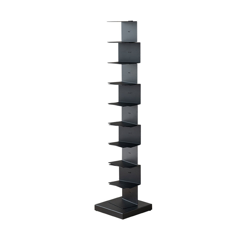Modern Style Steel Bookshelf Vertical Closed Back Shelf Bookcase for Home 13.8"L x 13.8"W x 63.4"H Black Clearhalo 'Bookcases' 'furn' 'furn_bookcases' 'Furniture' 'furniture_bookcases' 'kitchen' 'kitchen_bookcases' 'Living Room Furniture' 'Office Furniture' 4674101